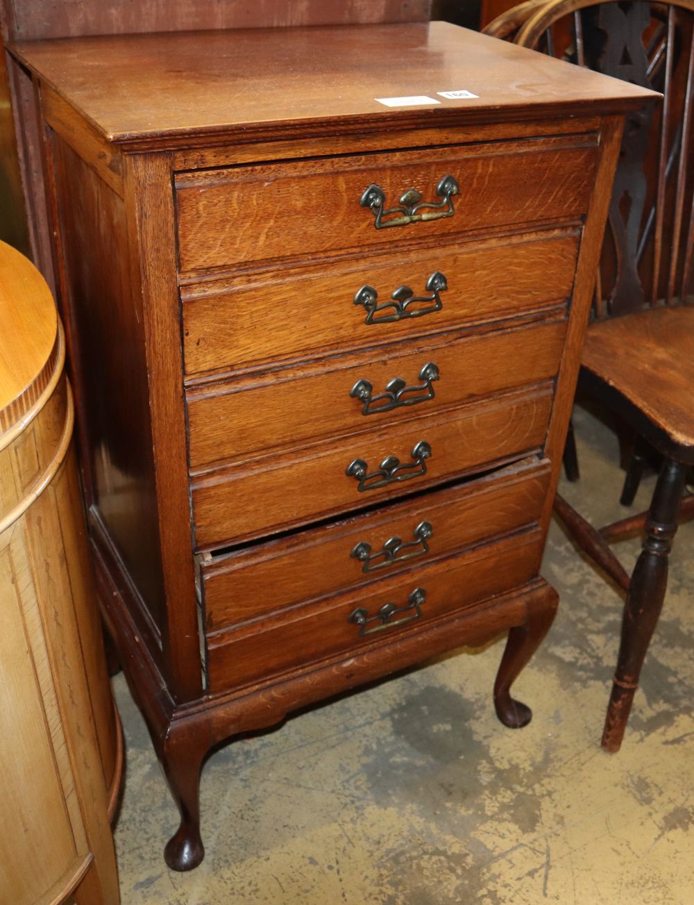 An Edwardian music cabinet, W.53cm